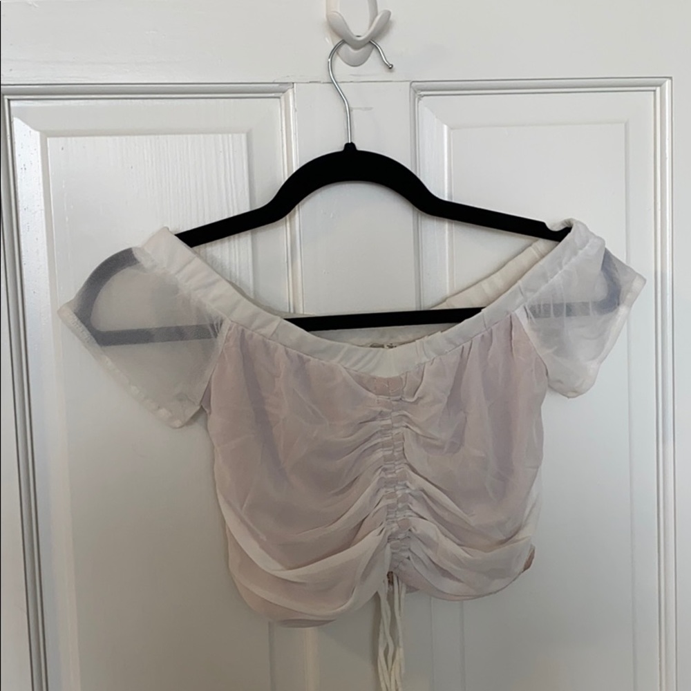 White off the shoulder crop top